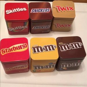 6 tin storage containers